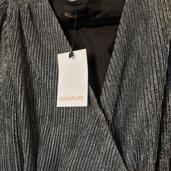 Sugarlips Women's Marly Shimmer Abelia Hi Low Wrap Dress size Small - Picture 5 of 16